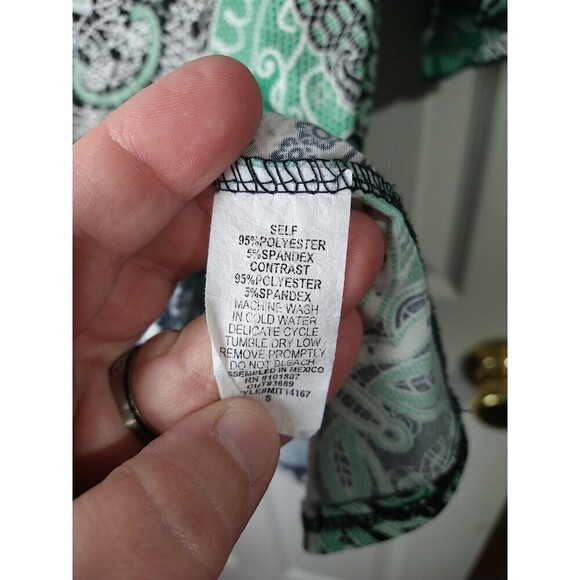 Emi & Joe Short Ruffle Sleeve V Neck Art To Wear Blouse. Size S - Picture 8 of 9